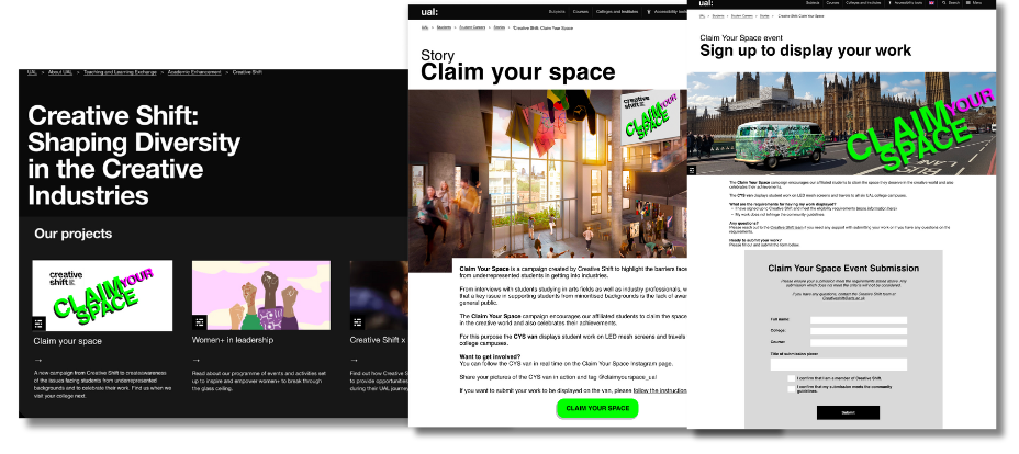 Mock-ups for campaign webpages